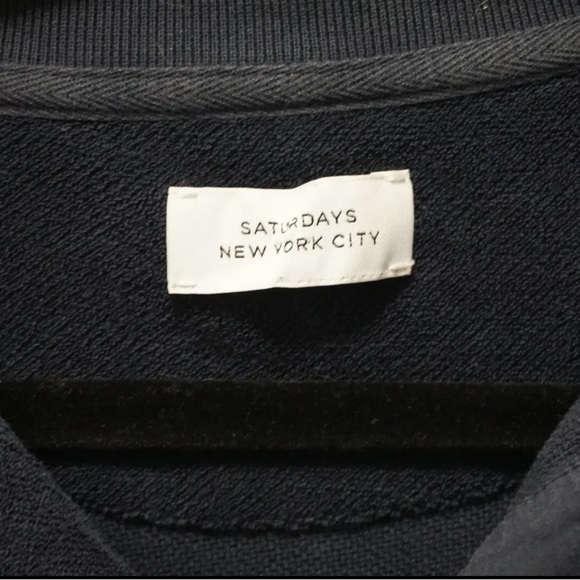 Saturdays New York City NYC Terry Cloth Navy Blue Polo Mens Medium - Picture 6 of 8